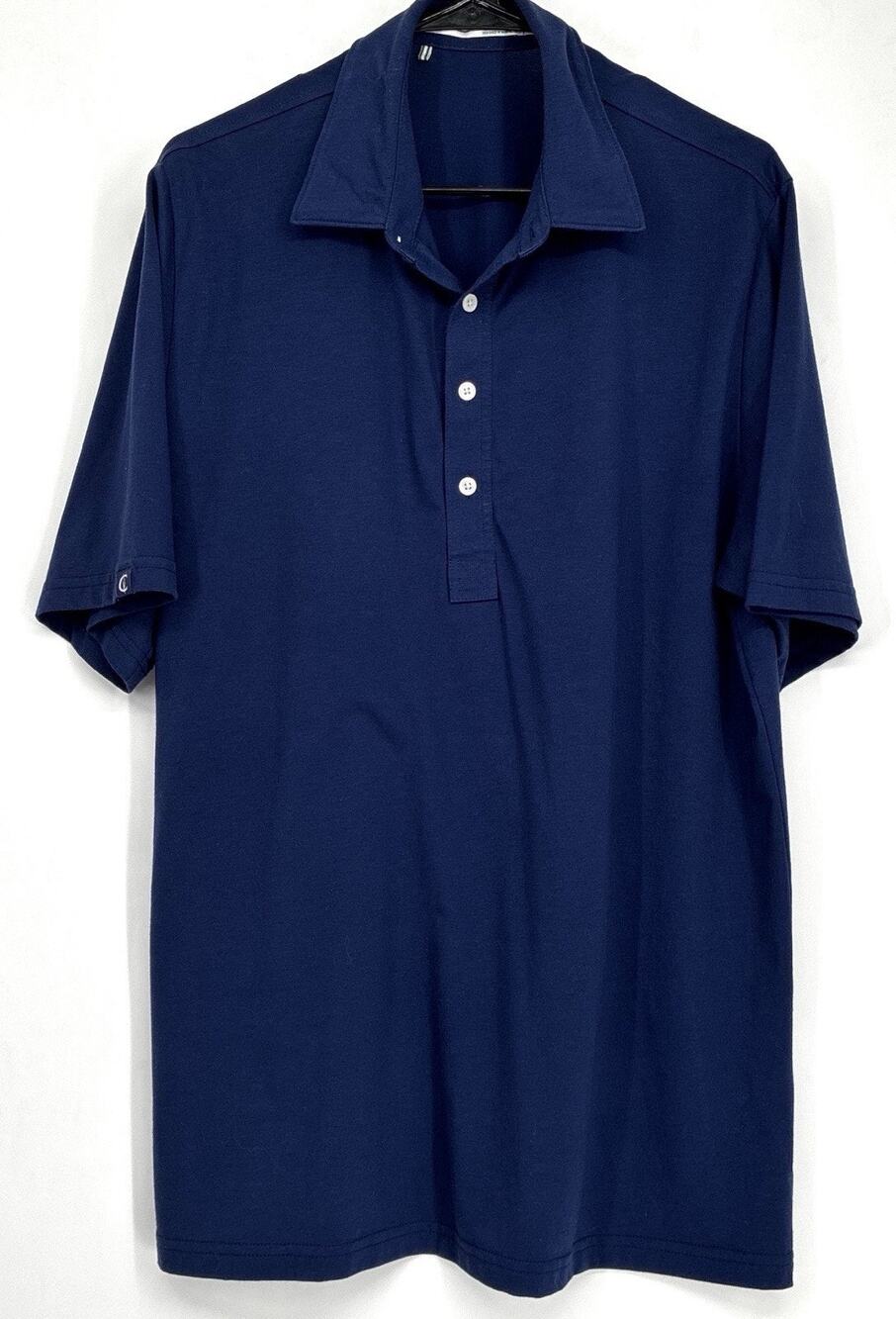 Criquet Performance Players Shirt Mens L Navy Pima Cotton Stretch Golf Polo